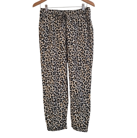 J.Crew Leopard Print Linen Cotton Drawstring Pants With Pockets Size 4 NWOT - Picture 2 of 6
